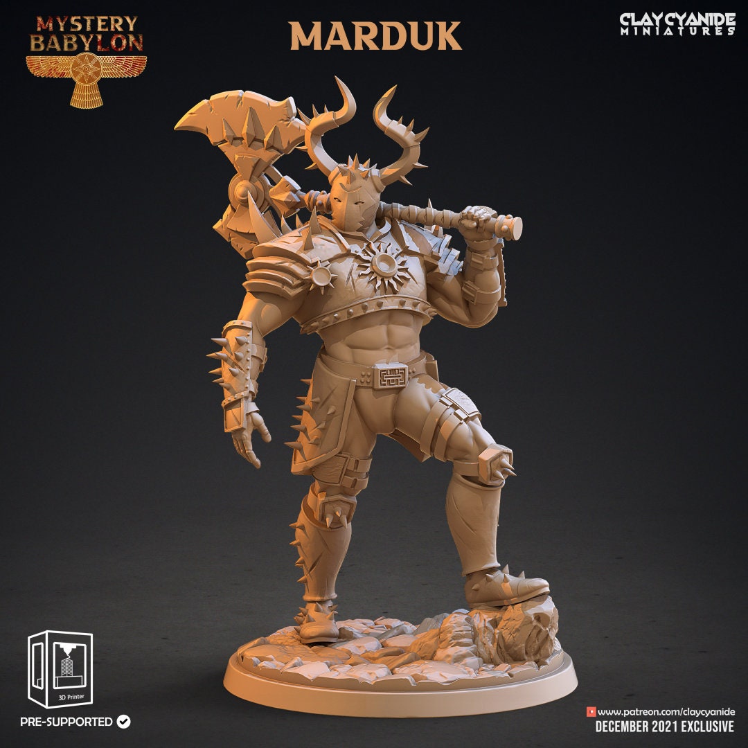 Marduk King of the Gods Resin Miniature | Mystery Babylon Series RPG Tabletop Miniatures | Clay Cyanide Miniatures