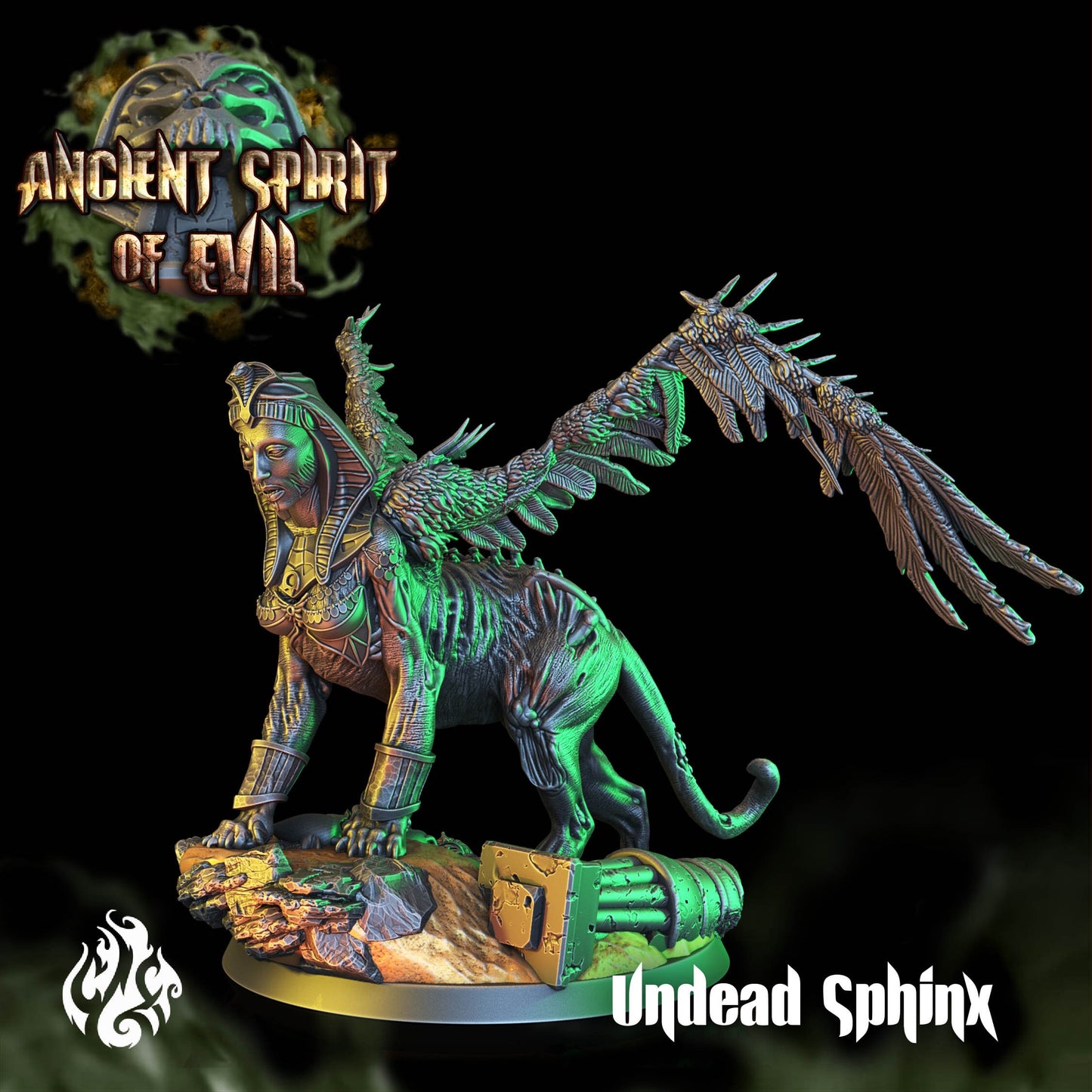 Undead Sphinx Tabletop RPG Miniature | Ancient Spirit of Evil Collection | Crippled God Foundry