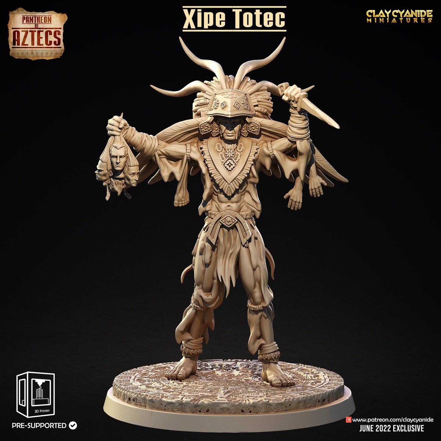 Xipe Totec Aztec God of Rebirth Resin Miniature | Pantheon of Aztecs Series RPG Tabletop | Clay Cyanide Miniatures