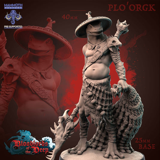 Plo'orgk Frog folk Tabletop Miniature | Bloodlords of the Deep Collection | Mammoth Factory