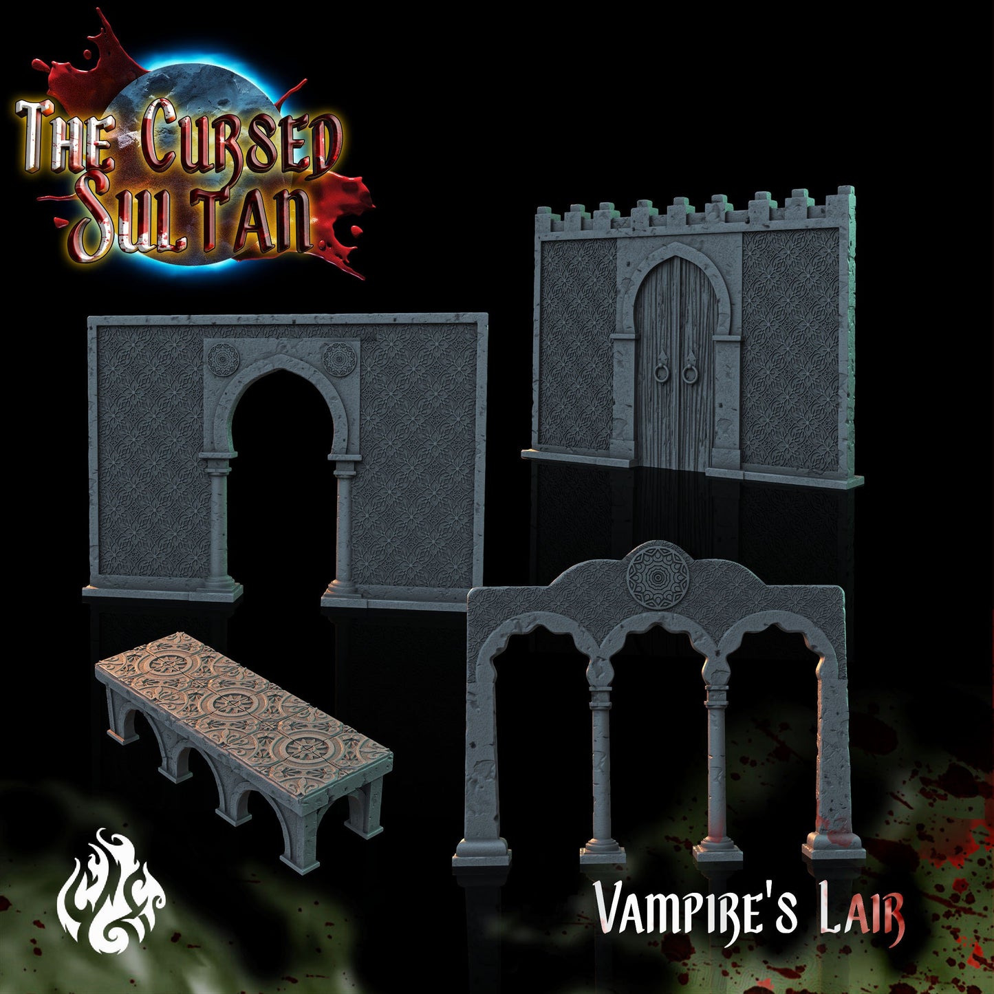 Vampire's Lair Terrain Tabletop RPG Miniature Set | Cursed Sultan Collection | Crippled God Foundry