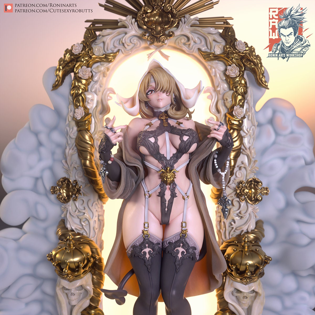 Porta Lucis Holy Devil Girl Resin Pin Up Miniature | Ronin Arts Workshop RAW