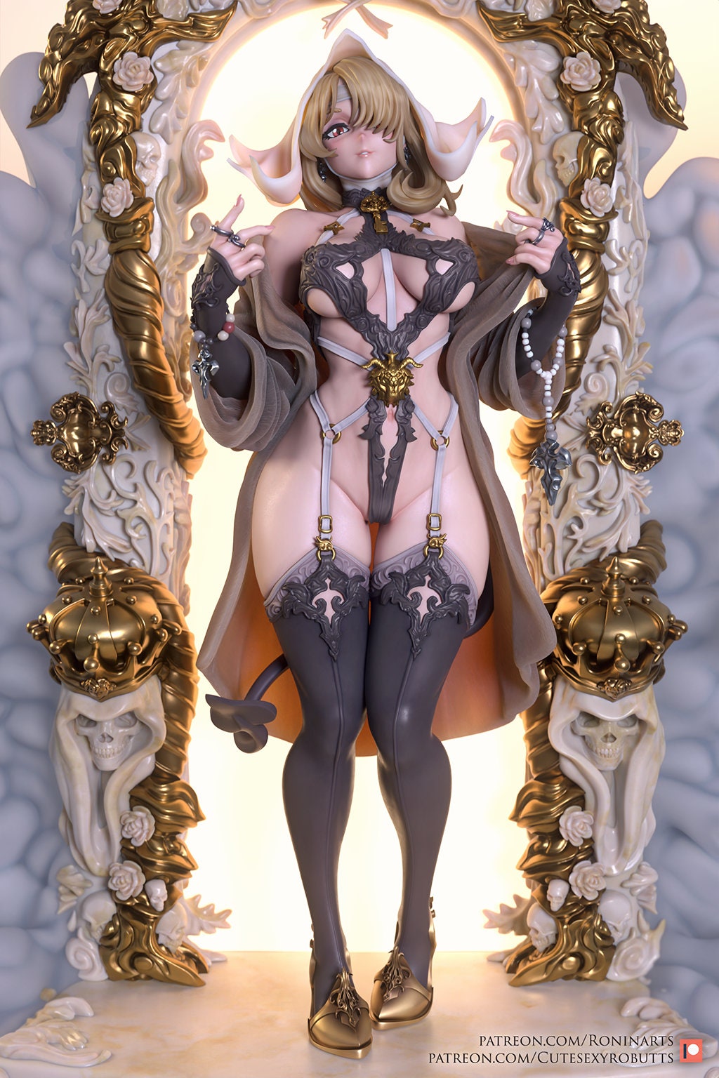 Porta Lucis Holy Devil Girl Resin Pin Up Miniature | Ronin Arts Workshop RAW