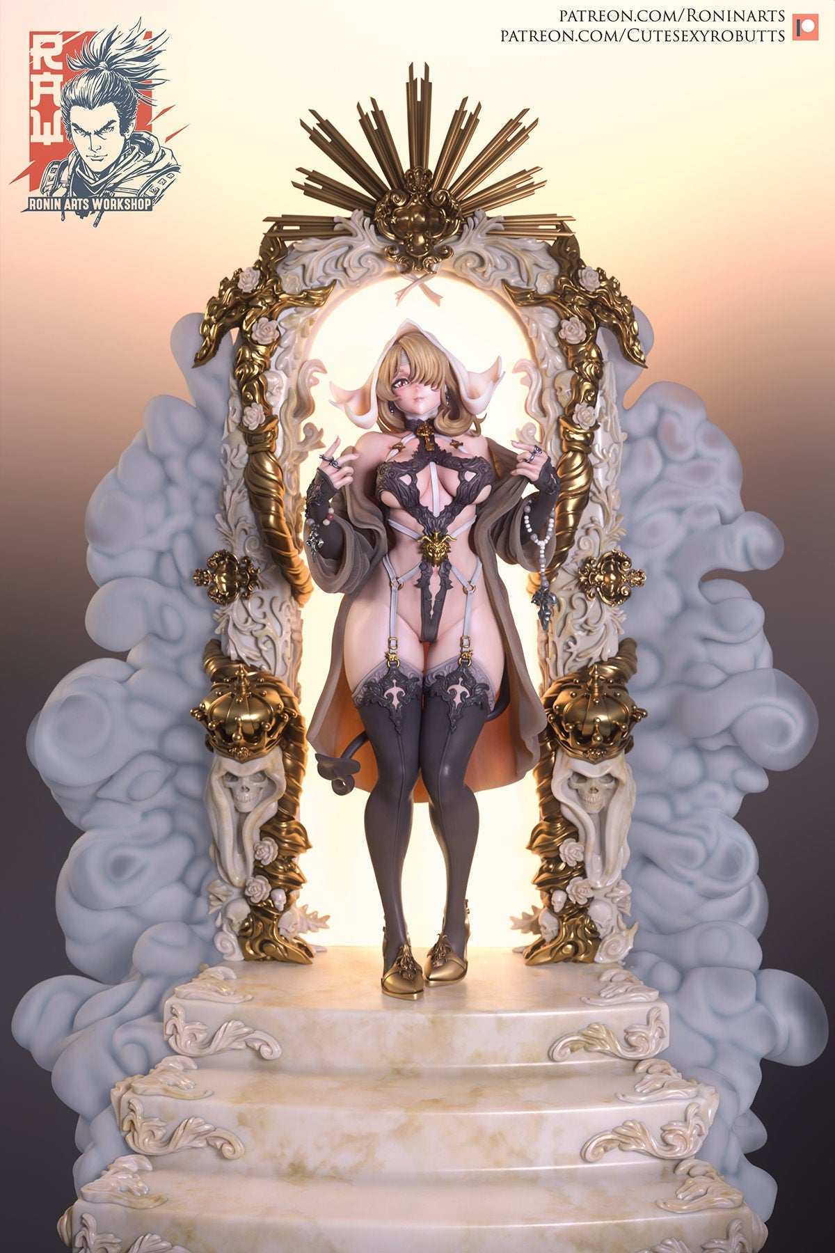 Porta Lucis Holy Devil Girl Resin Pin Up Miniature | Ronin Arts Workshop RAW