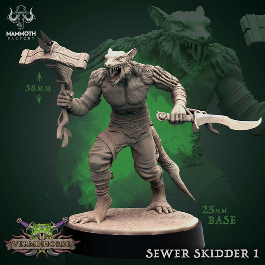 Ratfolk Warriors Sewer Skidders Tabletop Miniature Set | Verminhorde Collection | Mammoth Factory