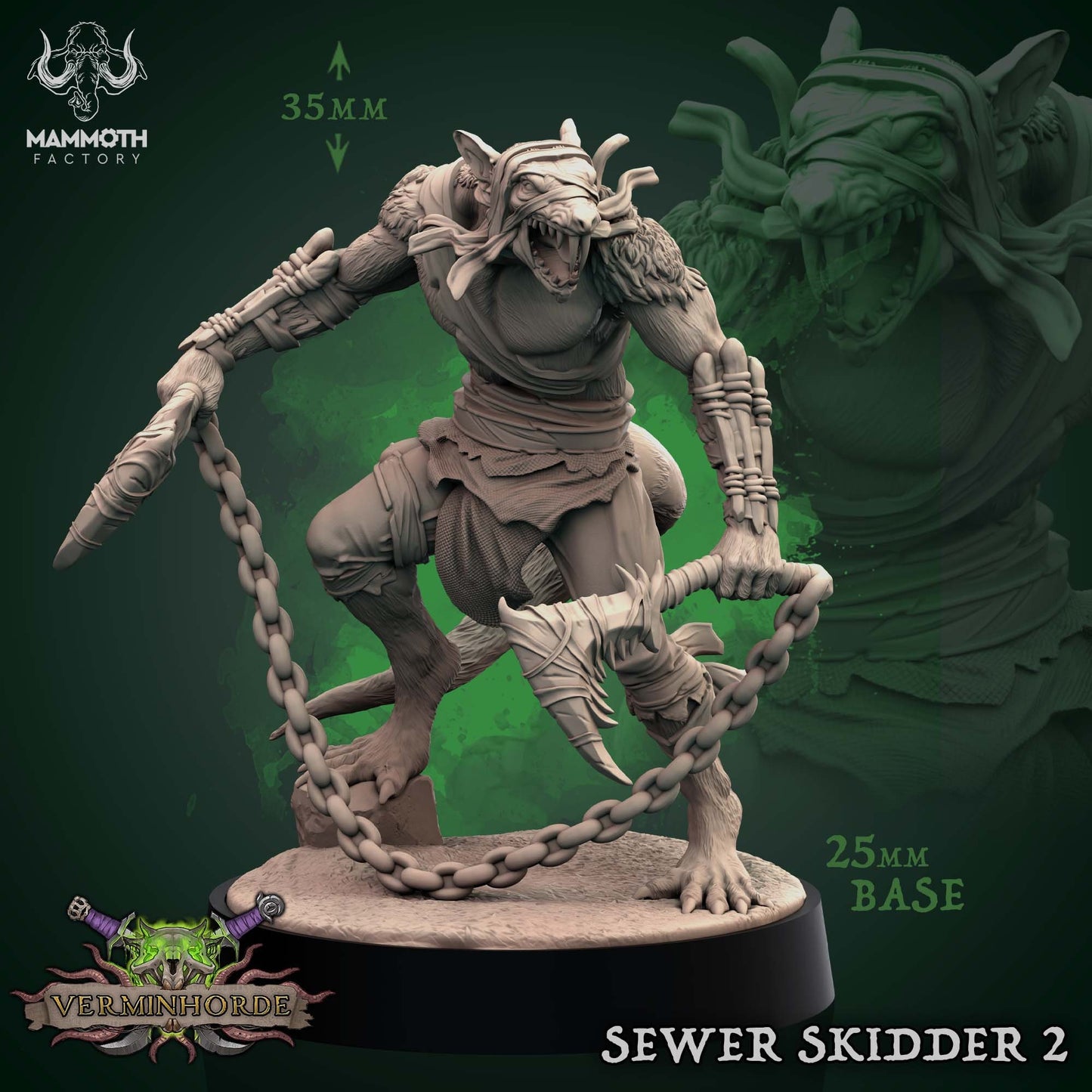 Ratfolk Warriors Sewer Skidders Tabletop Miniature Set | Verminhorde Collection | Mammoth Factory