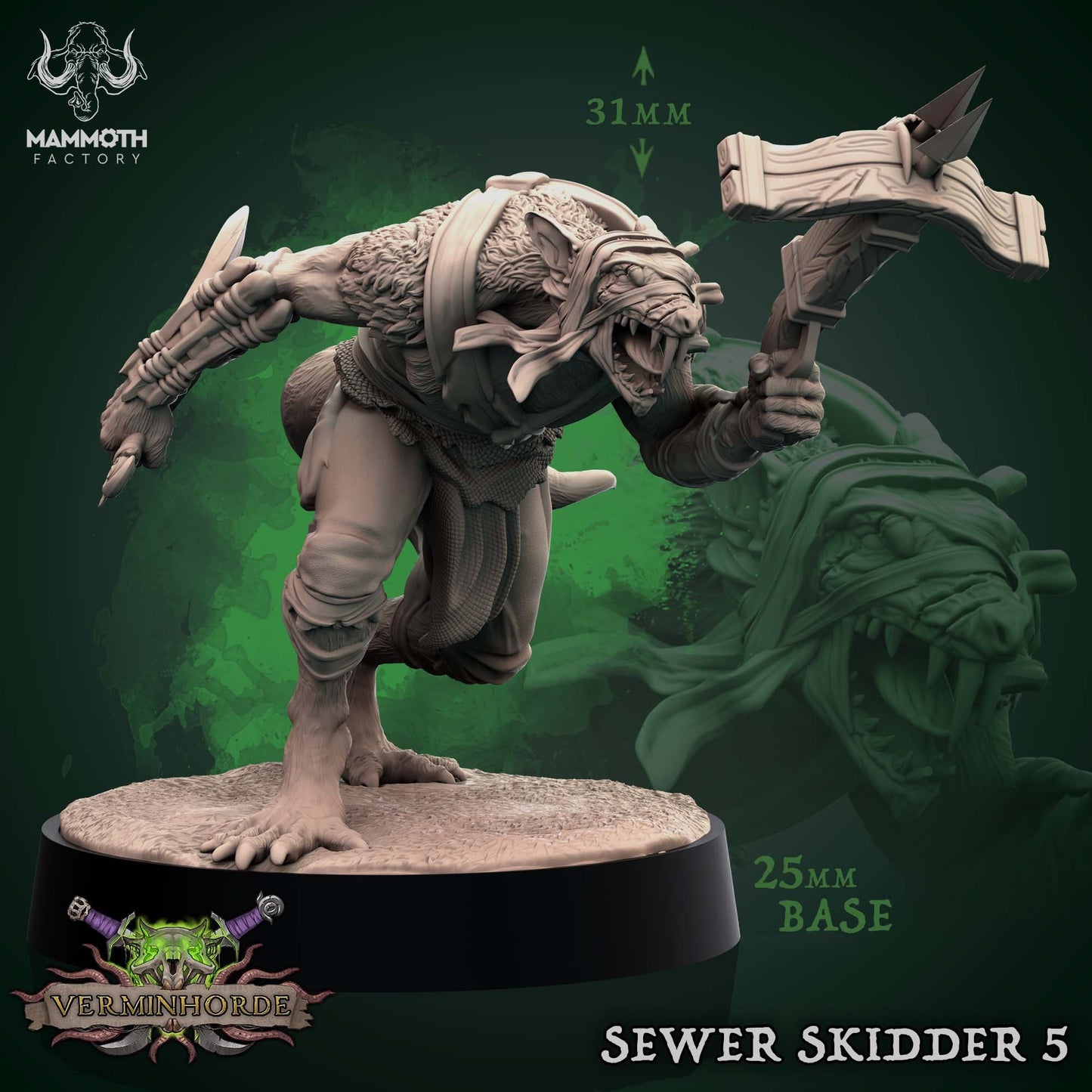 Ratfolk Warriors Sewer Skidders Tabletop Miniature Set | Verminhorde Collection | Mammoth Factory