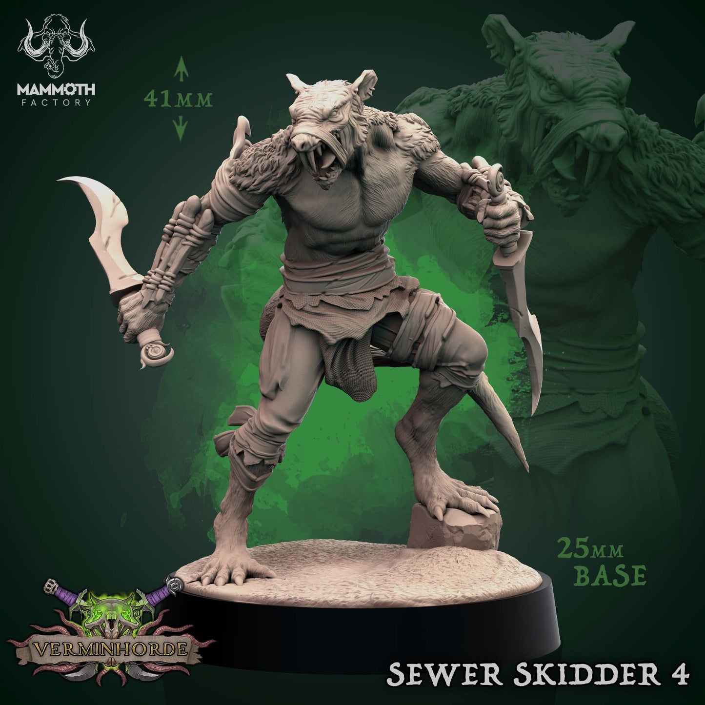 Ratfolk Warriors Sewer Skidders Tabletop Miniature Set | Verminhorde Collection | Mammoth Factory