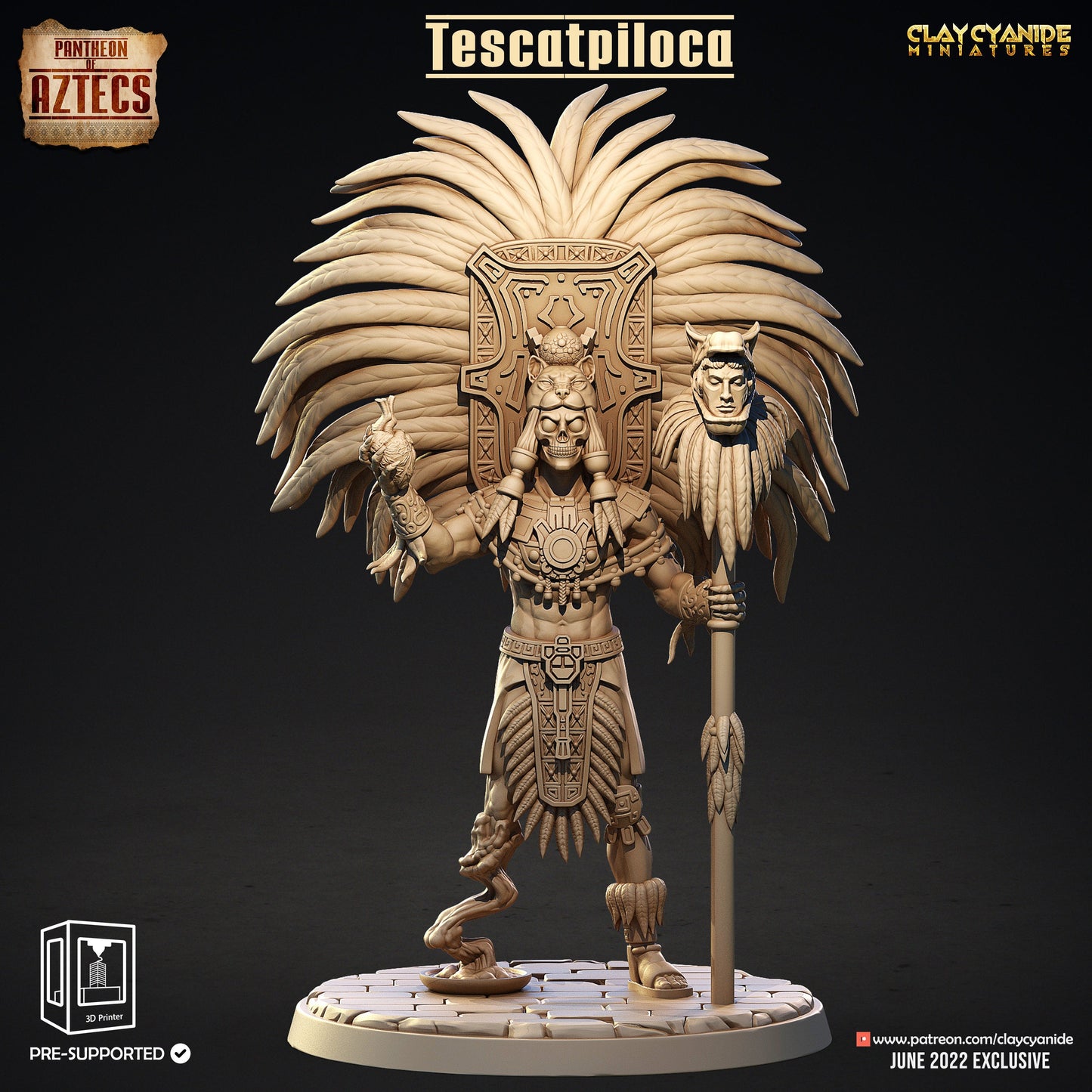 Tezcatpiloca The Smoking Mirror Resin Miniature | Pantheon of Aztecs Series RPG Tabletop | Clay Cyanide Miniatures