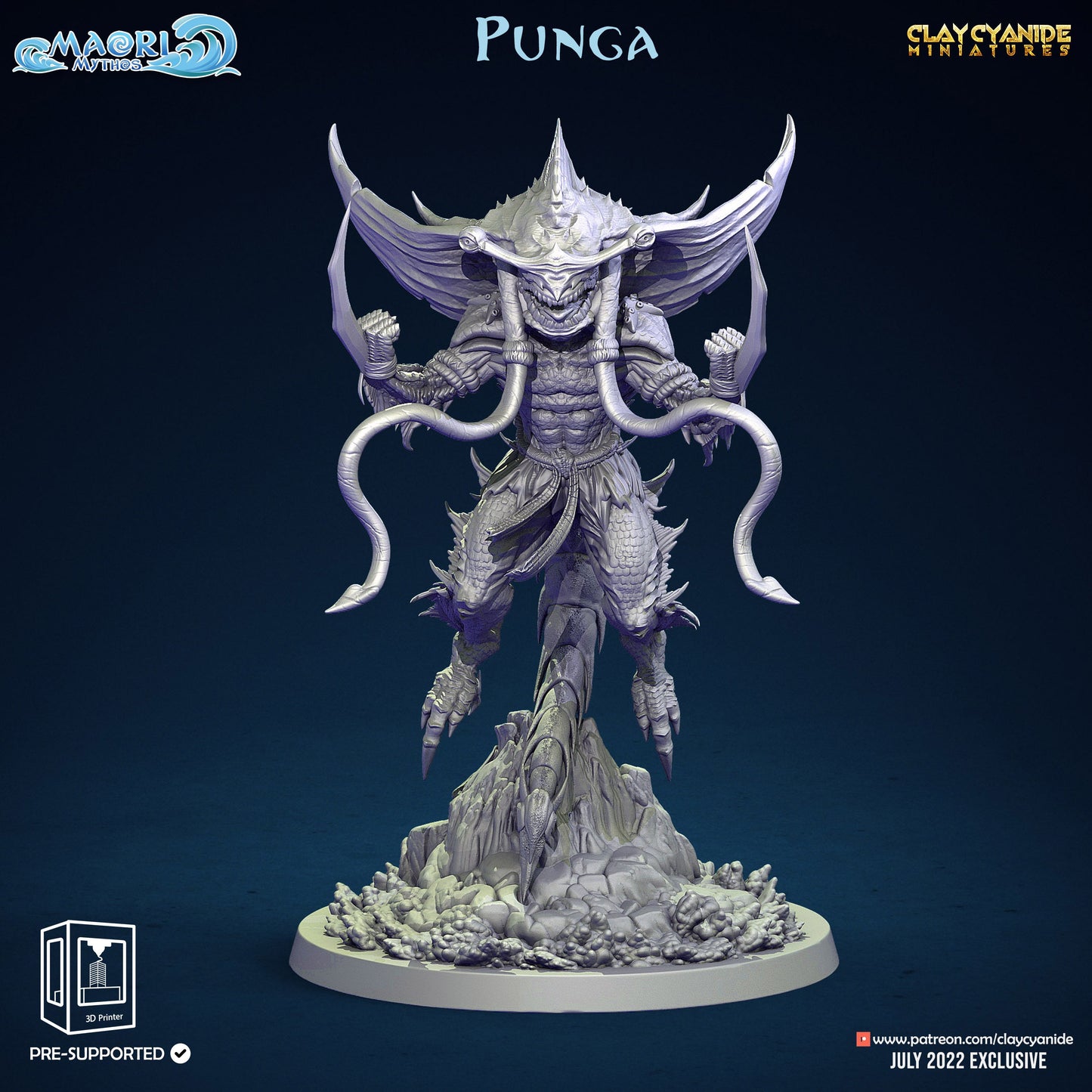 Punga God of Strange Animals Resin Miniature | Maori Mythos Series RPG Tabletop | Clay Cyanide Miniatures