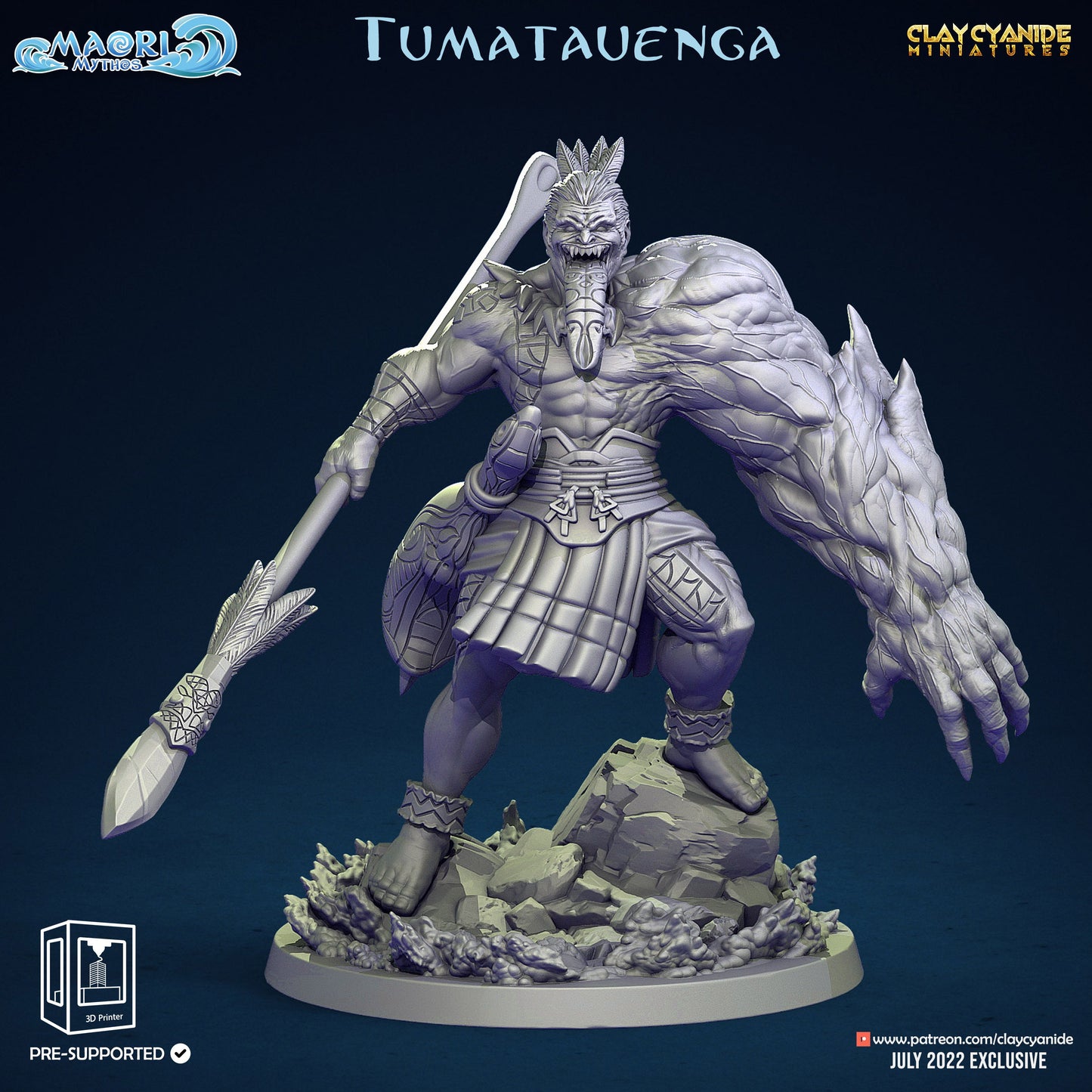 Tumatauenga God of War Resin Tabletop Miniature | Maori Mythos Series RPG Tabletop | Clay Cyanide Miniatures