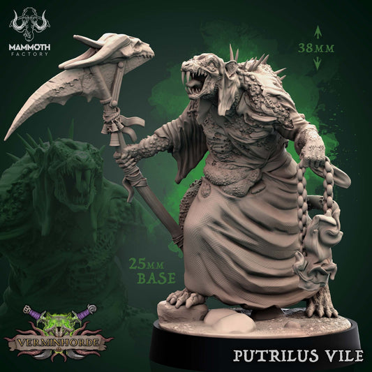 Putrilus Vile Diseased Ratfolk Priest Tabletop Miniature | Verminhorde Collection | Mammoth Factory