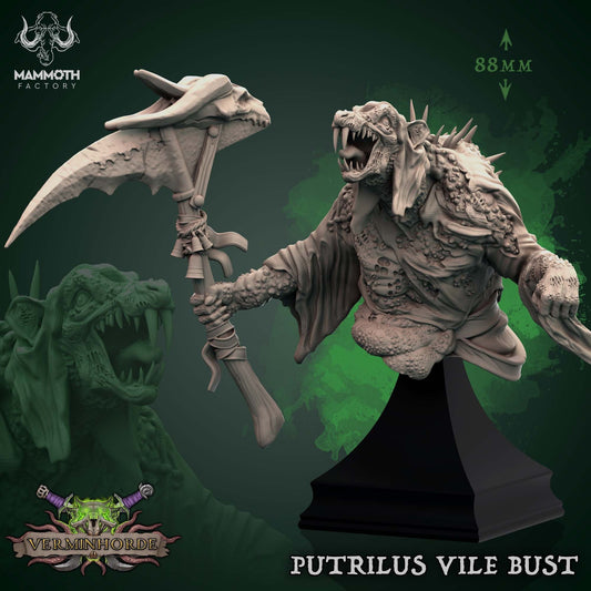 Putrilus Vile Diseased Ratfolk Priest Bust | Verminhorde Collection | Mammoth Factory