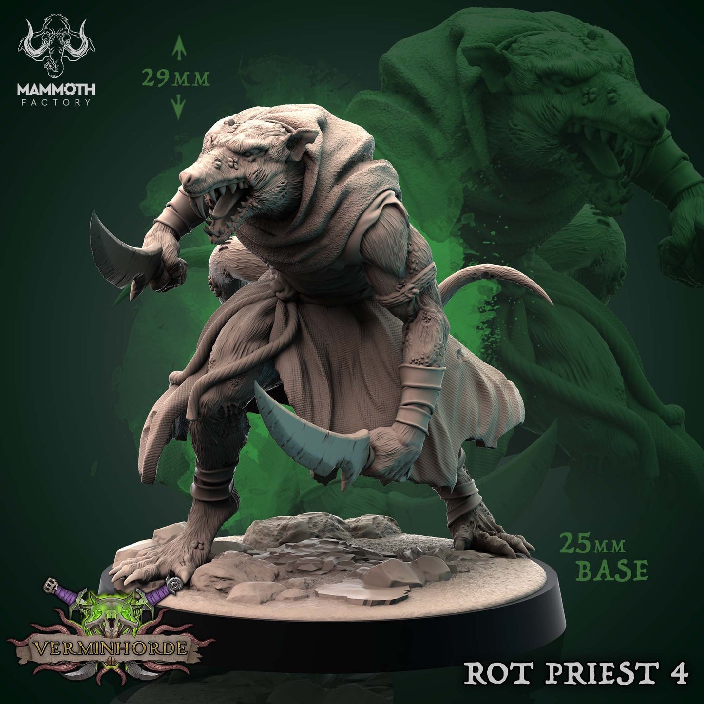 Diseased Ratfolk Priests Tabletop Miniature Set | Verminhorde Collection | Mammoth Factory