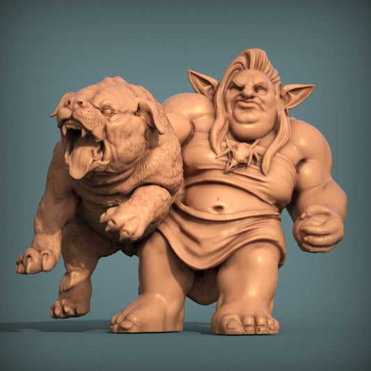 Goblin Dog Handler Resin Tabletop Miniature  | Print My Minis | Goblins 2