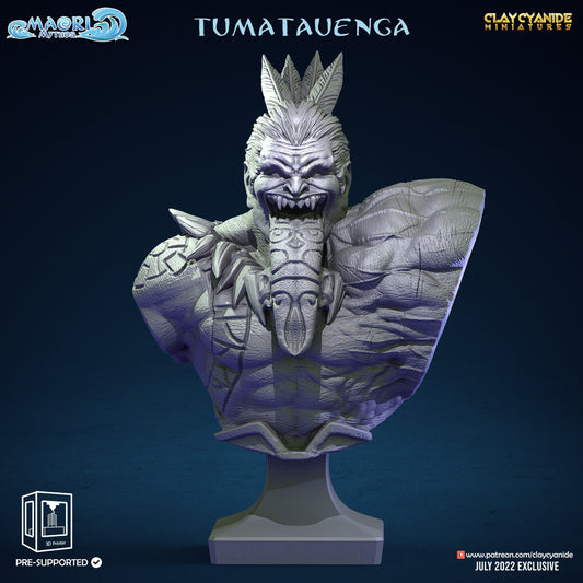 Tumatauenga God of War Resin Bust | Maori Mythos Series RPG Tabletop | Clay Cyanide Miniatures