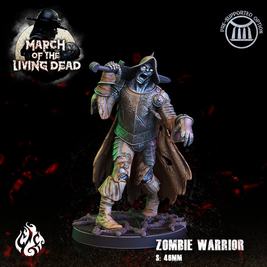 Zombie Warrior Tabletop RPG Miniature | March of the Living Dead Collection | Crippled God Foundry