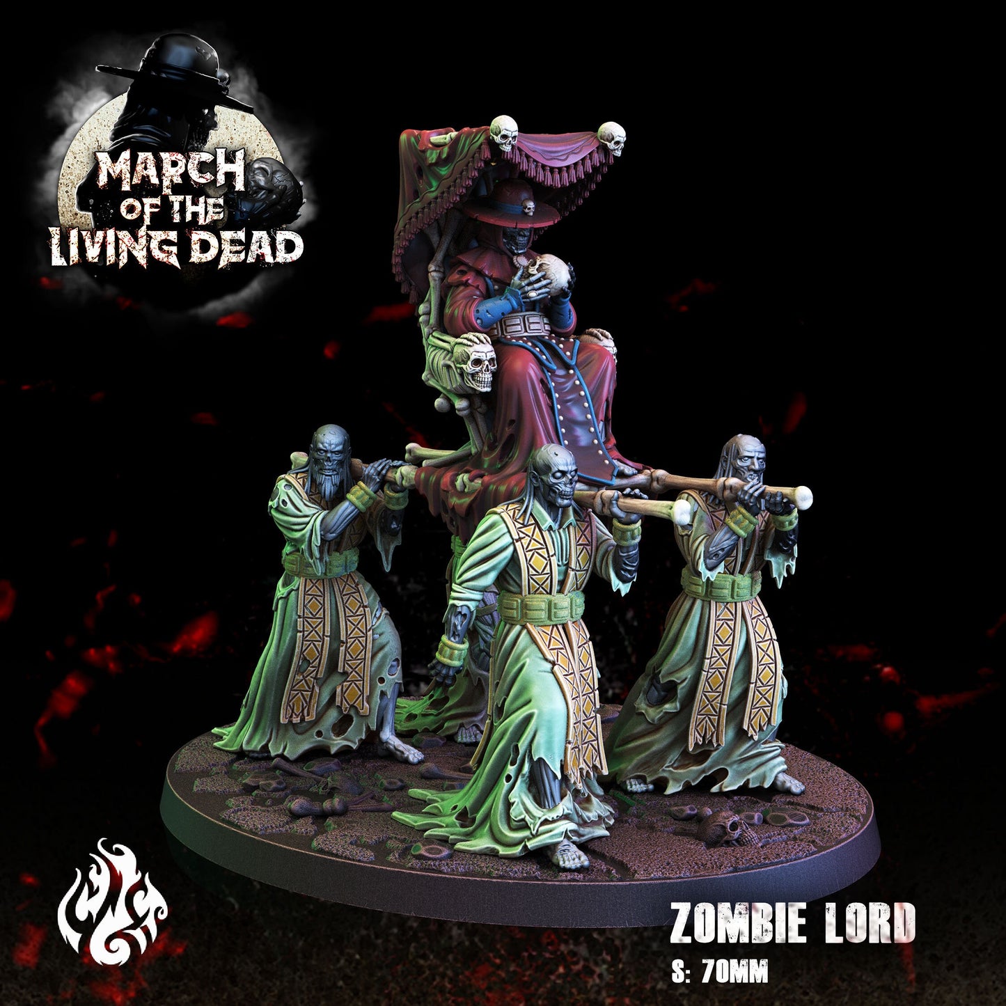 Zombie Lord and Priests Tabletop RPG Miniature | March of the Living Dead Collection | Crippled God Foundry