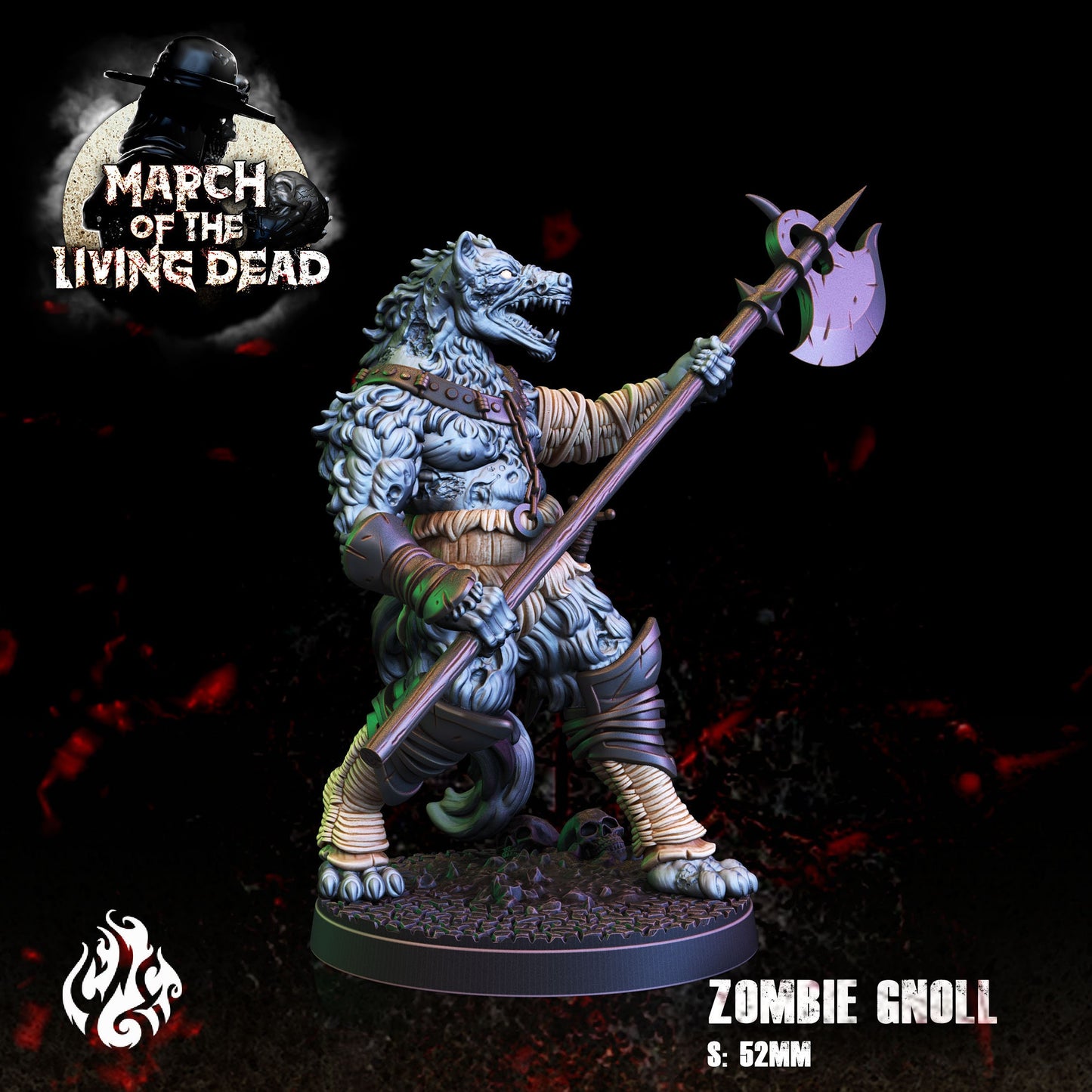 Zombie Gnoll Tabletop RPG Miniature | March of the Living Dead Collection | Crippled God Foundry