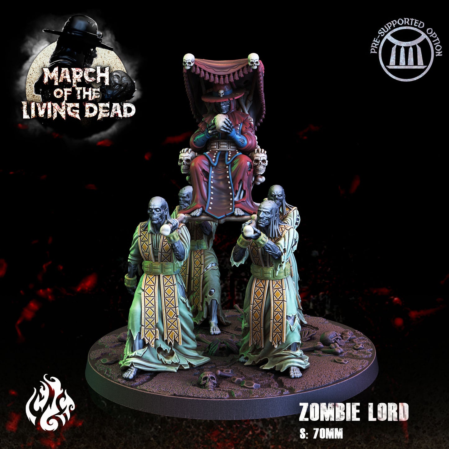 Zombie Lord and Priests Tabletop RPG Miniature | March of the Living Dead Collection | Crippled God Foundry