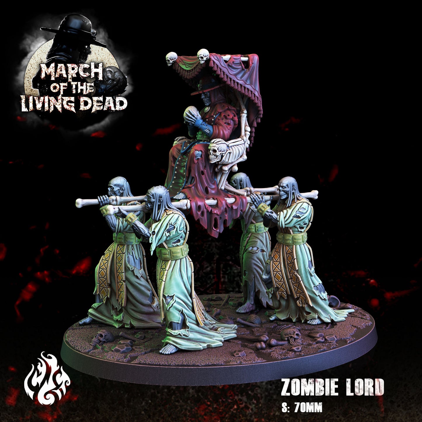 Zombie Lord and Priests Tabletop RPG Miniature | March of the Living Dead Collection | Crippled God Foundry