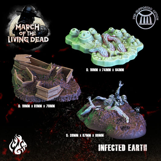 Zombie Infected Earth Tabletop RPG Miniature Set | March of the Living Dead Collection | Crippled God Foundry