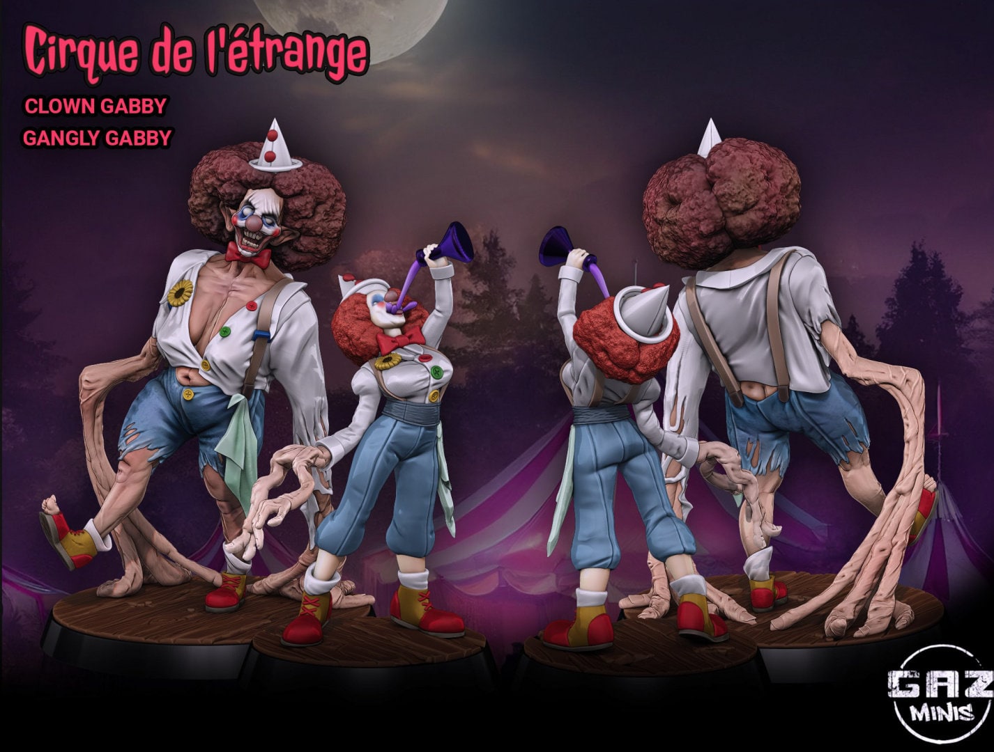 Clown Gabby & Gangly Gabby Miniature Set and Variants | Cirque De L'etrange | Gaz Miniatures