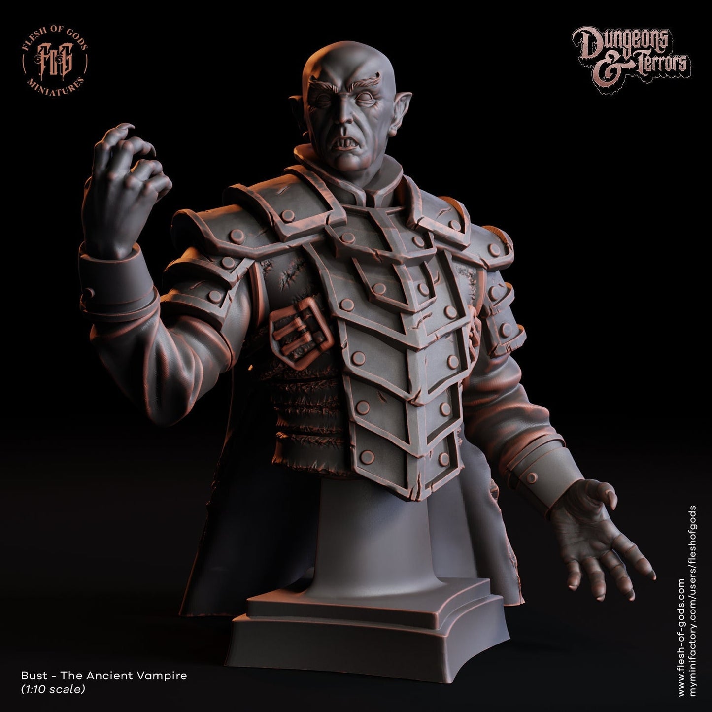 Ancient Vampire Resin Bust | Dungeons and Terrors Series RPG Horror Miniatures Tabletop | Flesh of Gods