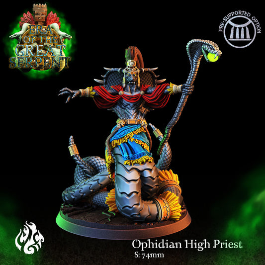 Ophidian High Priest Tabletop RPG Miniature | Era of the Great Serpent Collection | Crippled God Foundry