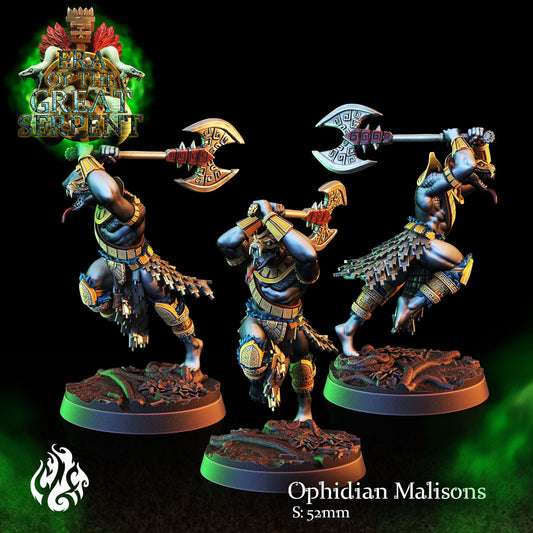 Ophidian Malisons Serpent Guards Tabletop RPG Miniature | Era of the Great Serpent Collection | Crippled God Foundry