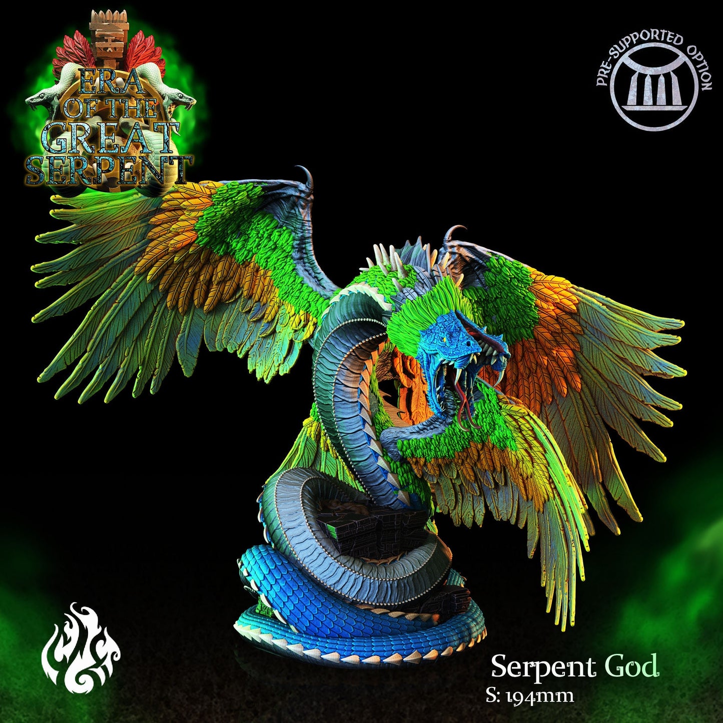 Serpent God Quetzalcoatl Tabletop Miniature | Era of the Great Serpent Collection | Crippled God Foundry