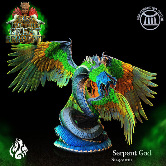 Serpent God Quetzalcoatl Tabletop Miniature | Era of the Great Serpent Collection | Crippled God Foundry