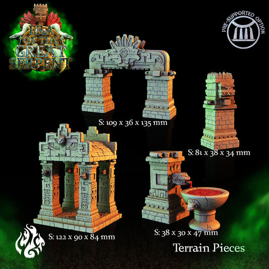 Ophidian Temple Miniature Scatter Terrain pieces | Era of the Great Serpent Collection | Crippled God Foundry