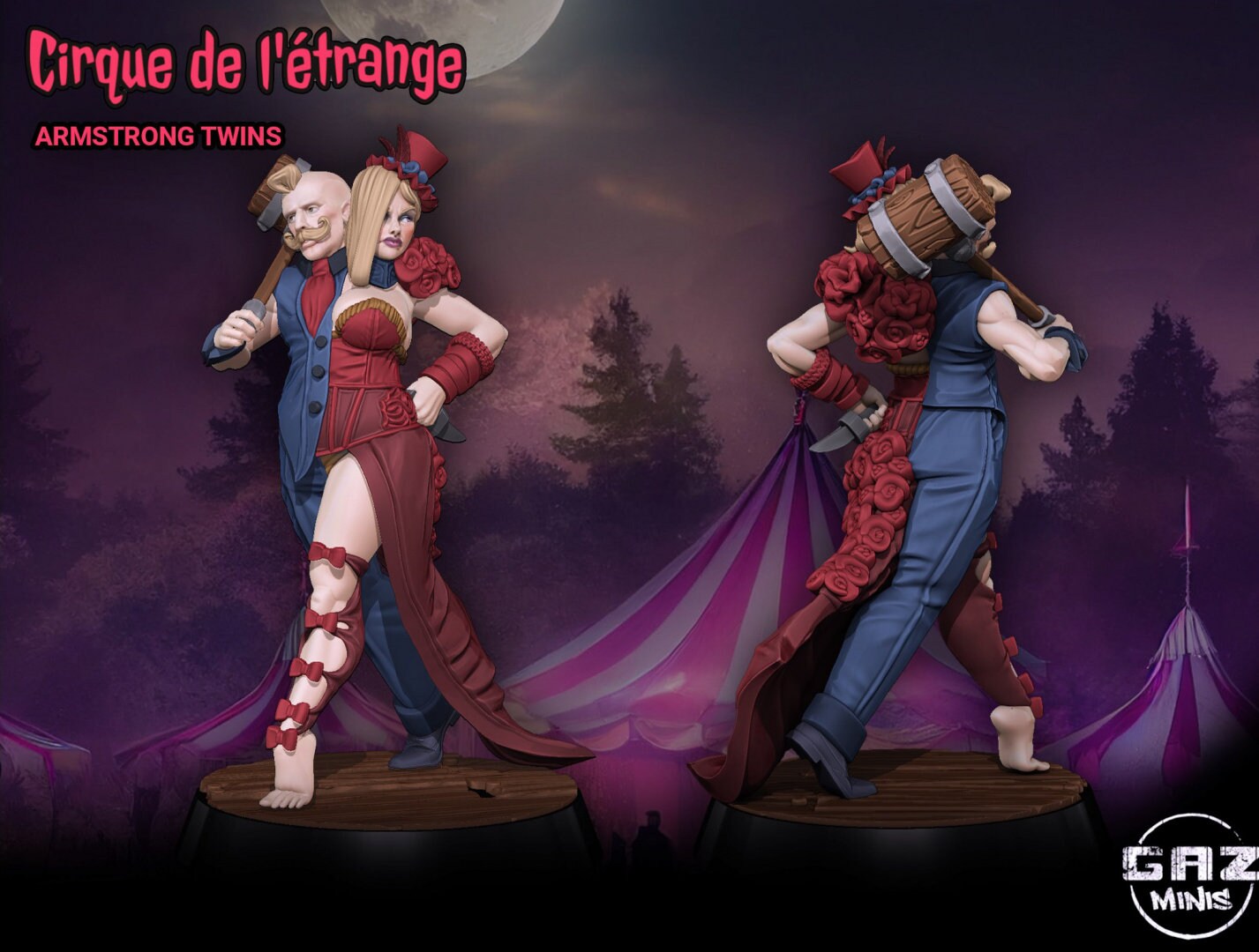 Armstrong Twins Tabletop Miniature and Variants | Cirque De L'etrange | Gaz Miniatures