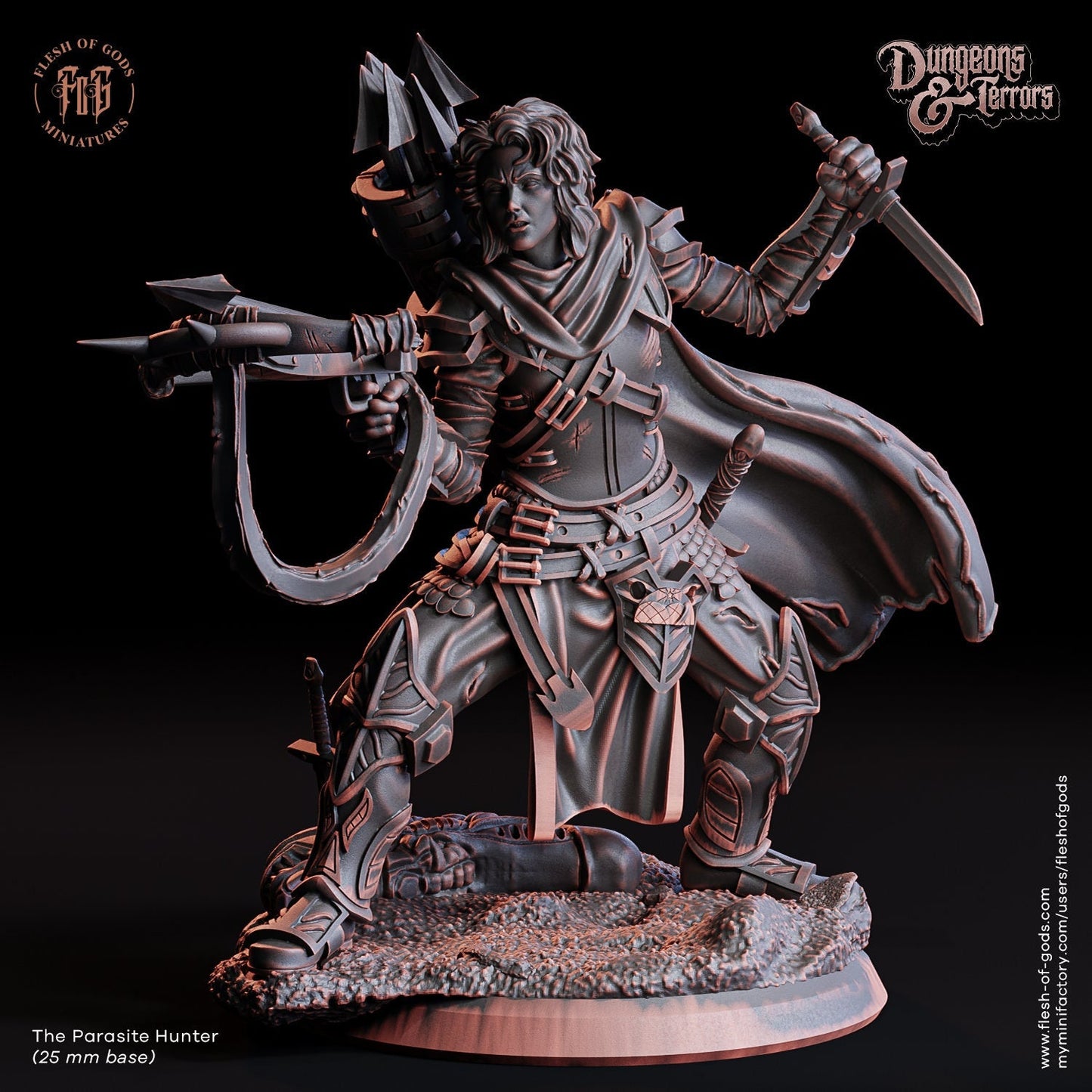 Parasite Hunter Resin Figure | Dungeons and Terrors Series RPG Horror Miniatures Tabletop | Flesh of Gods