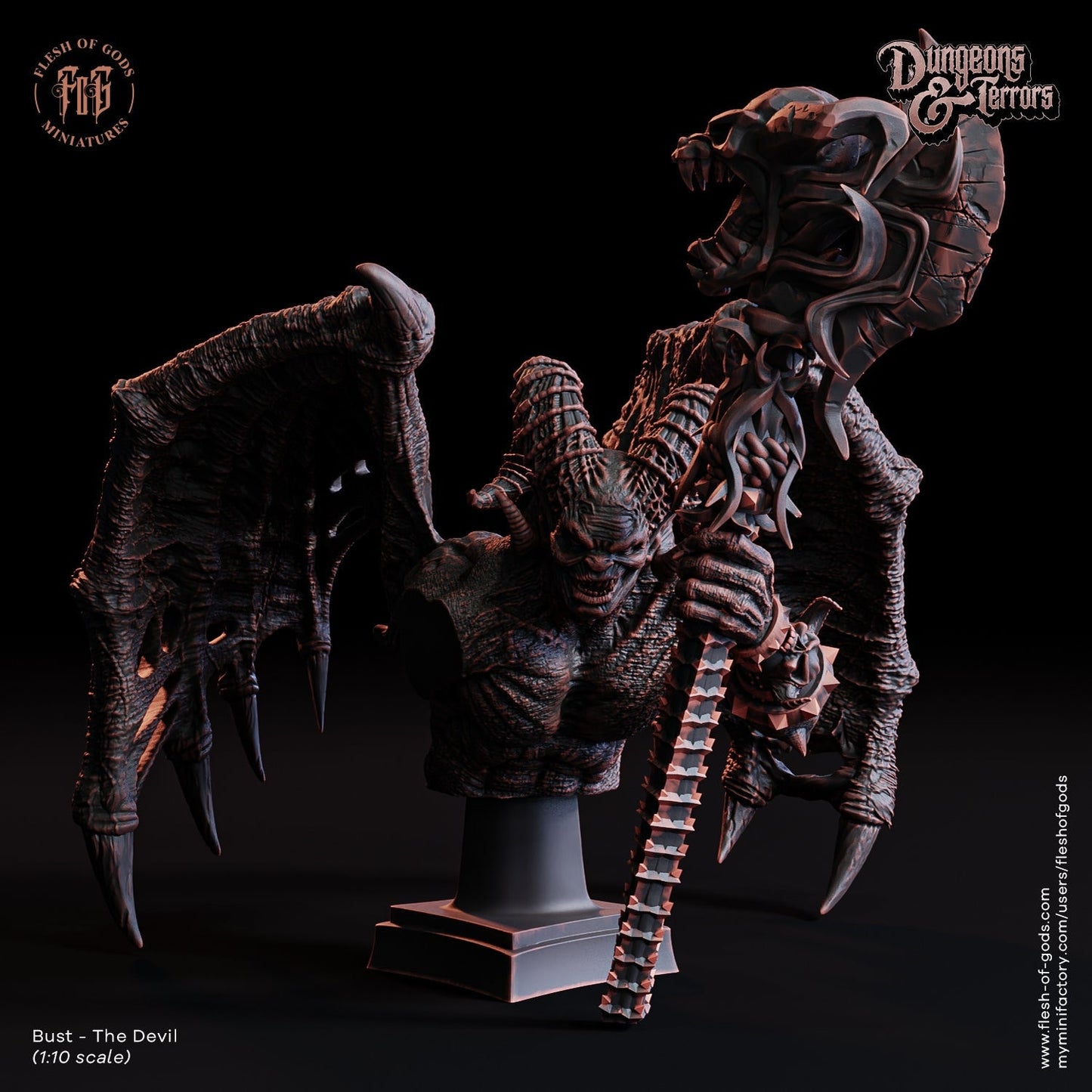 The Devil Himself Resin Bust | Dungeons and Terrors Series RPG Horror Miniatures Tabletop | Flesh of Gods