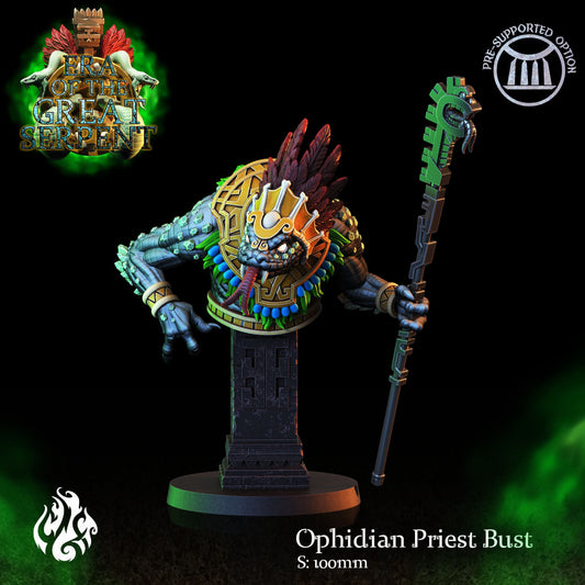 Ophidian Priest Resin Printed Bust | Era of the Great Serpent Collection | Crippled God Foundry