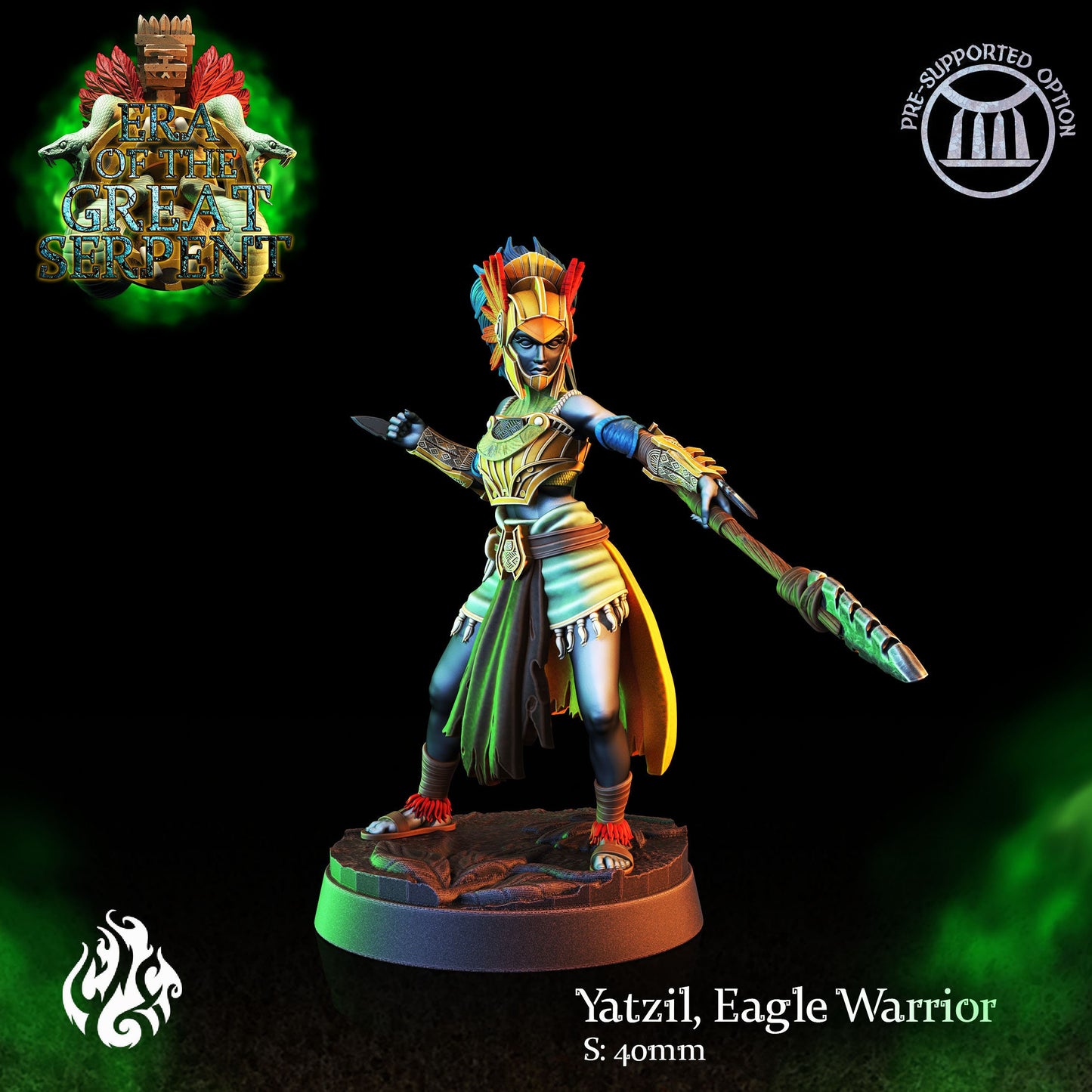 Yatzil, Eagle Warrior Tabletop Miniature | Era of the Great Serpent Collection | Crippled God Foundry