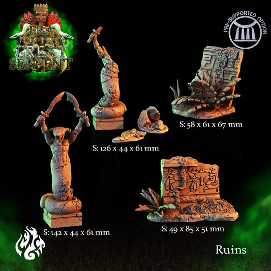 Ophidian Temple Ruins Tabletop Miniature Scatter Terrain | Era of the Great Serpent Collection | Crippled God Foundry