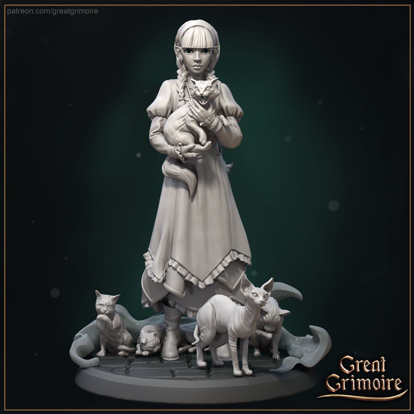 Cat Summoner Tabletop RPG Miniature | Lodge of the Dark Arts Collection | Great Grimoire