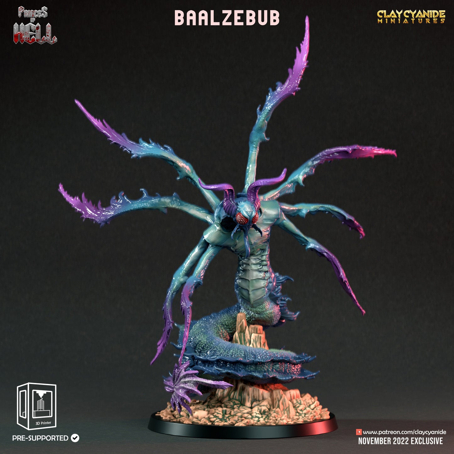 Baalzebub Resin Miniature | Princes of Hell Series RPG Tabletop Miniatures | Clay Cyanide Miniatures