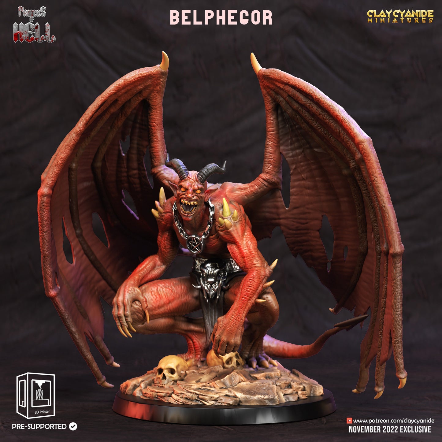 Balphegor Resin Miniature | Princes of Hell Series RPG Tabletop Miniatures | Clay Cyanide Miniatures