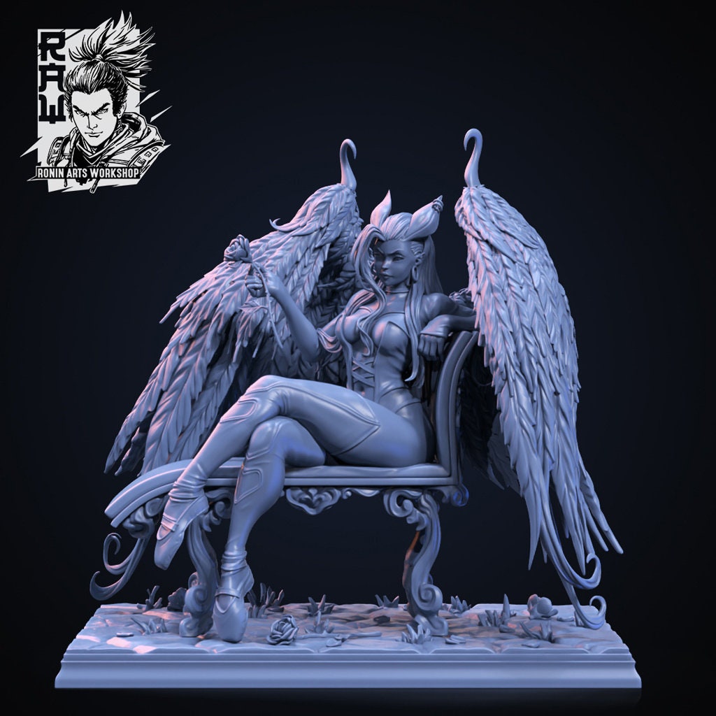 Angie the Succubus Seated Resin Pin Up Miniature | Ronin Arts Workshop RAW