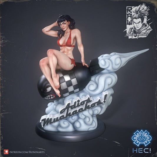 Adios Muchachos Bikini Girl on Bomb Resin Pin Up Statue | Ronin Arts Workshop RAW