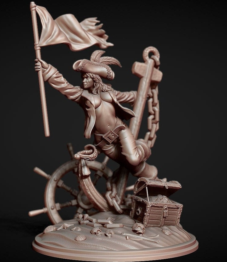 Anchoretta the Pirate Queen Miniature | Claydemon Miniatures