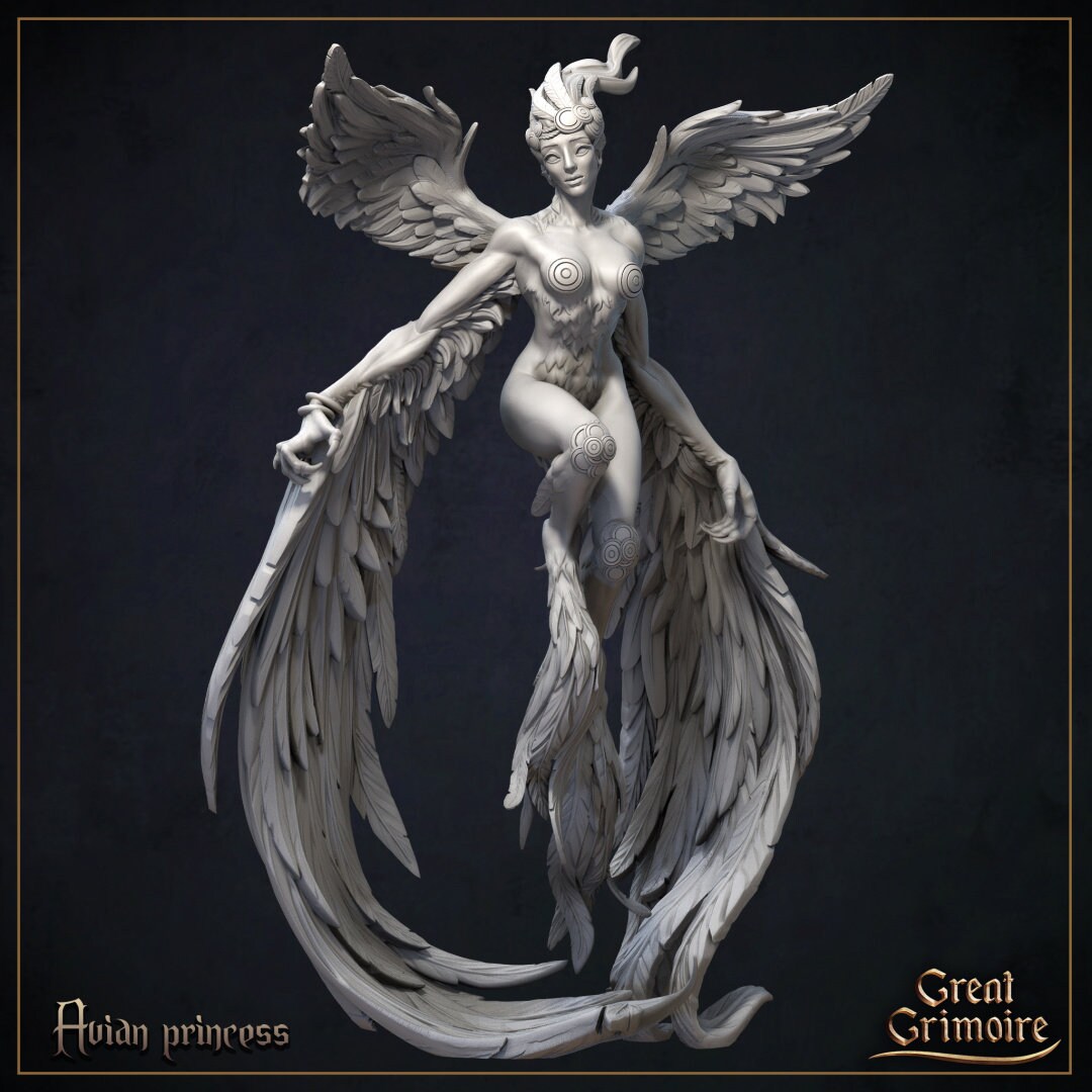 Avian Princess Tabletop RPG Miniature | Curse of the Celestial Children Collection | Great Grimoire