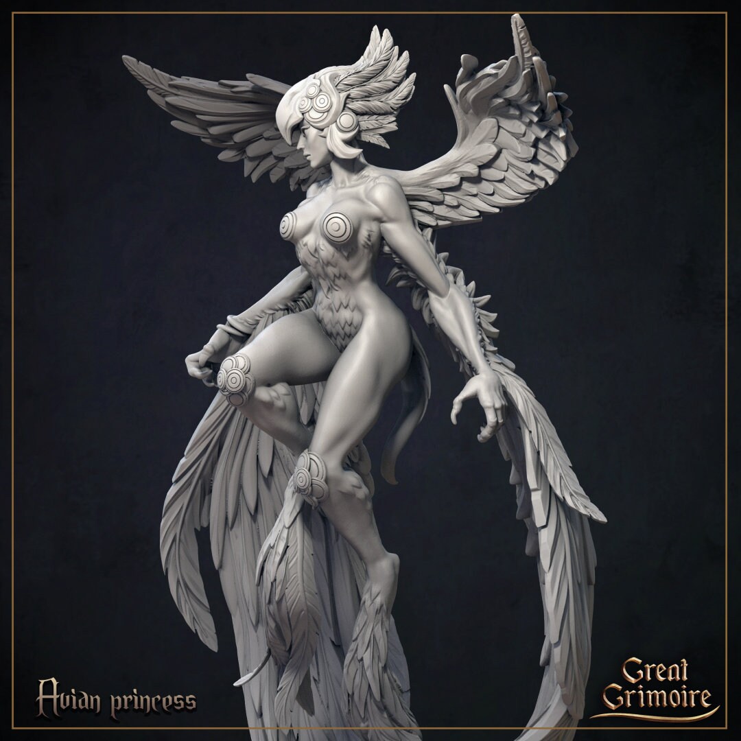 Avian Princess Tabletop RPG Miniature | Curse of the Celestial Children Collection | Great Grimoire