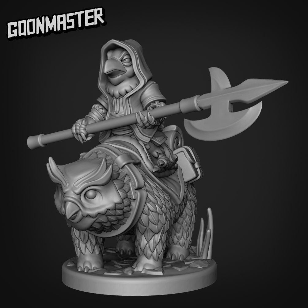 Assassin Crow on Owlbear Mount Resin Miniature Set | Murder Birds | Goon Master Games