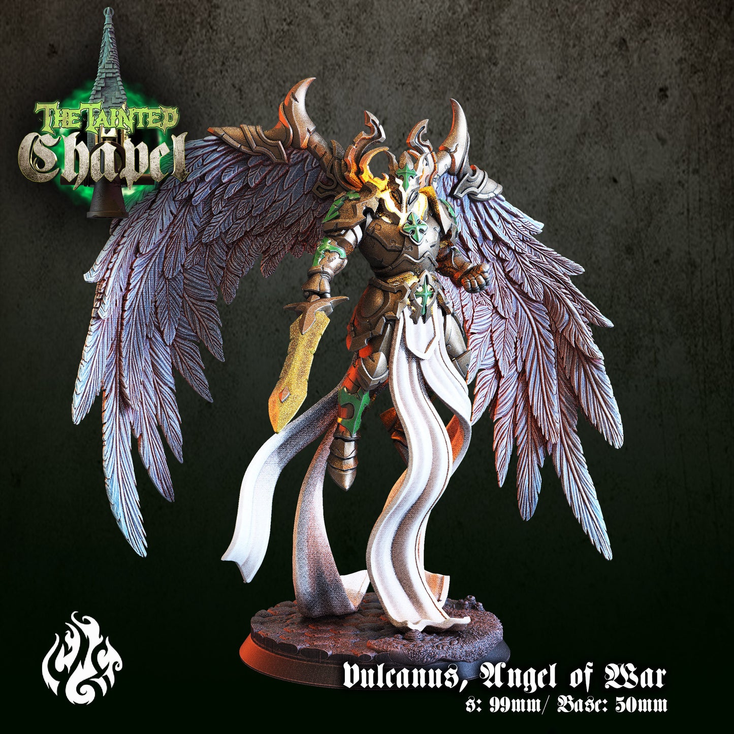 Vulcanus Angel of War Tabletop Miniature | The Tainted Chapel Collection | Crippled God Foundry