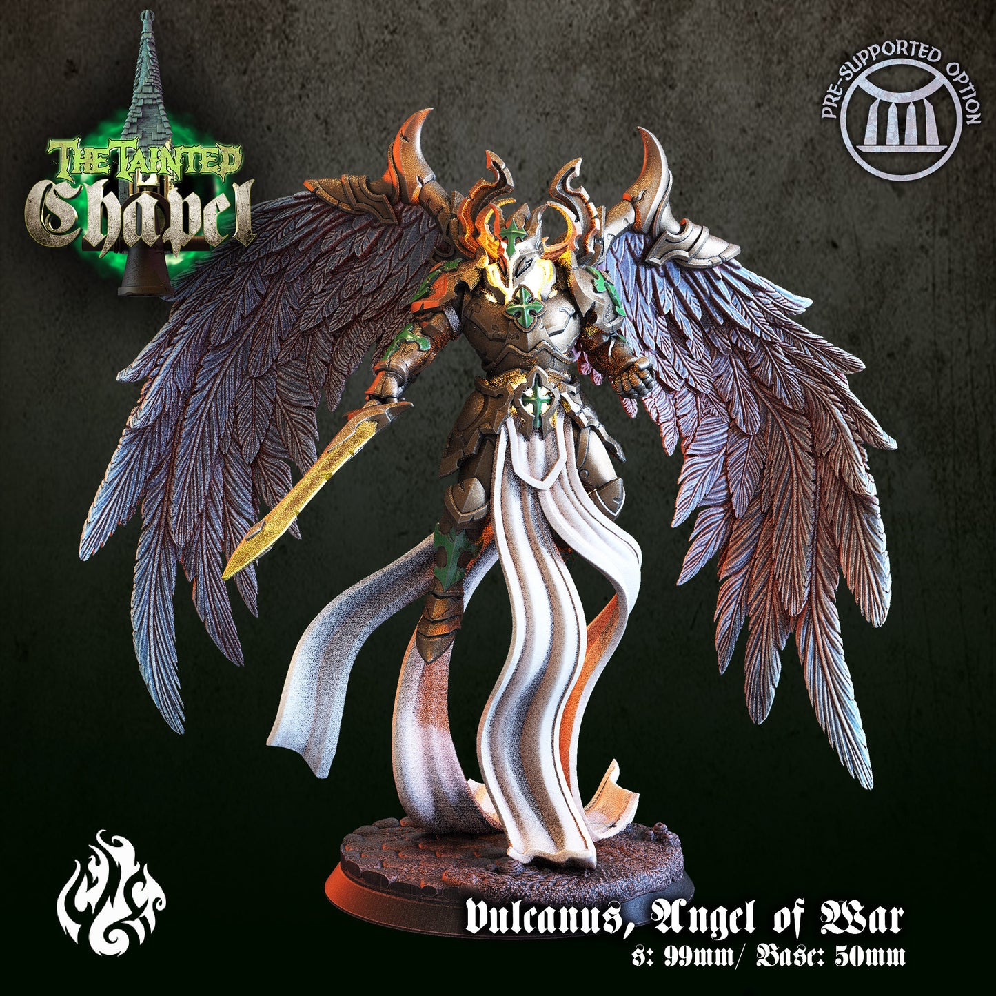 Vulcanus Angel of War Tabletop Miniature | The Tainted Chapel Collection | Crippled God Foundry